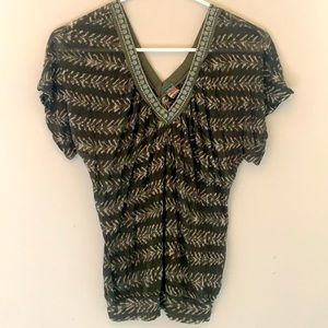 Free People boho green patterned top